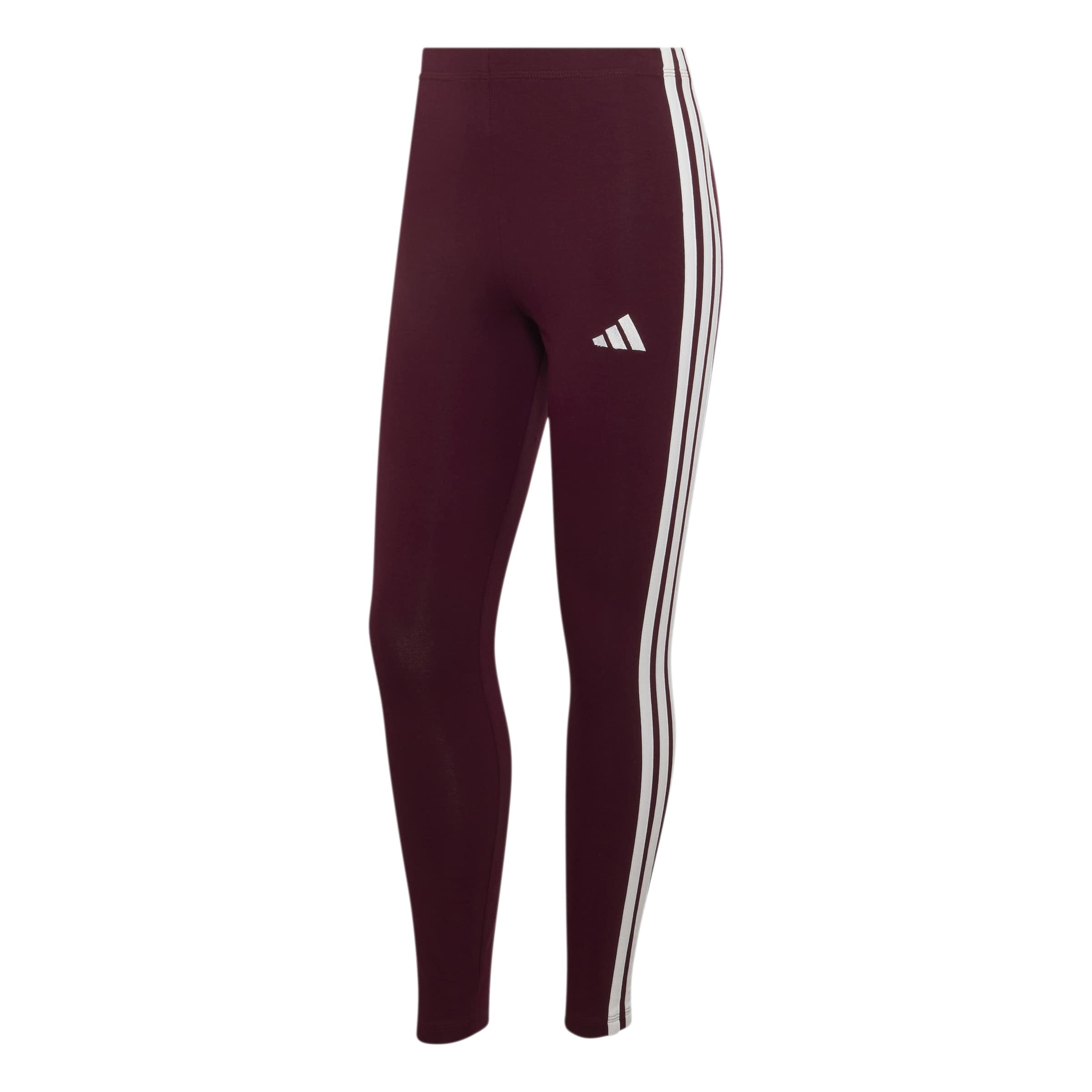 adidas Damen Essentials 3-Stripes Cotton Leggings Tights, maroon/white, L
