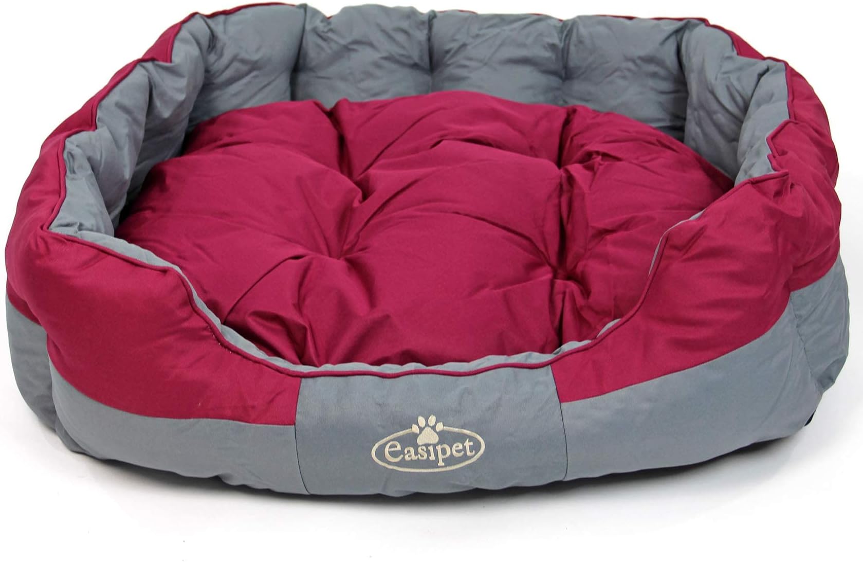 Petface Waterproof Oxford Dog Luxury Oval Dog Bed, Red, XLarge