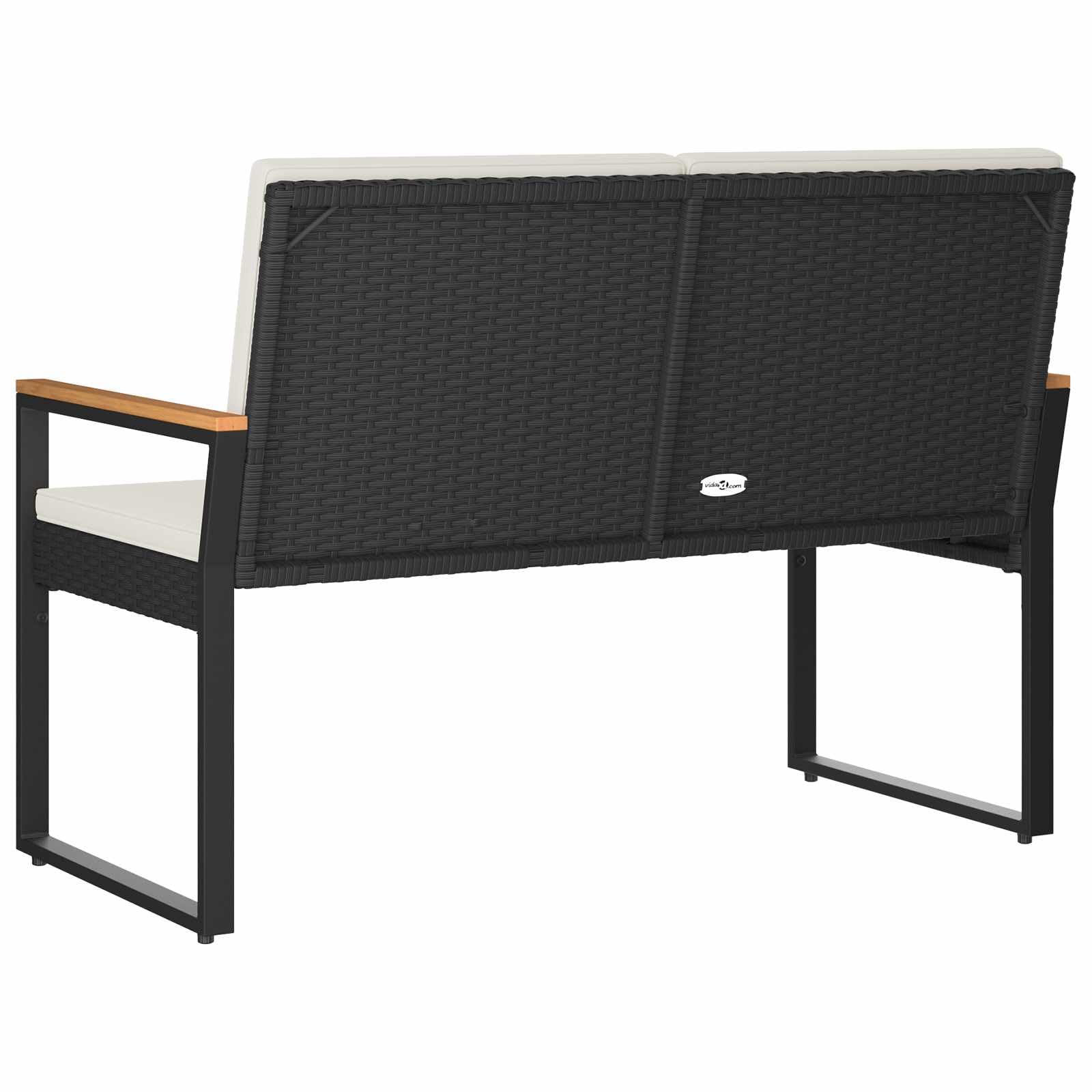 Ławka Ogrodowa Polirattan 107 x 61 x 80 cm | Stalowa Rama Proszkowo Malowana, Poduszki Z Pianką, Regulowane Podkładki, Odporna Na UV