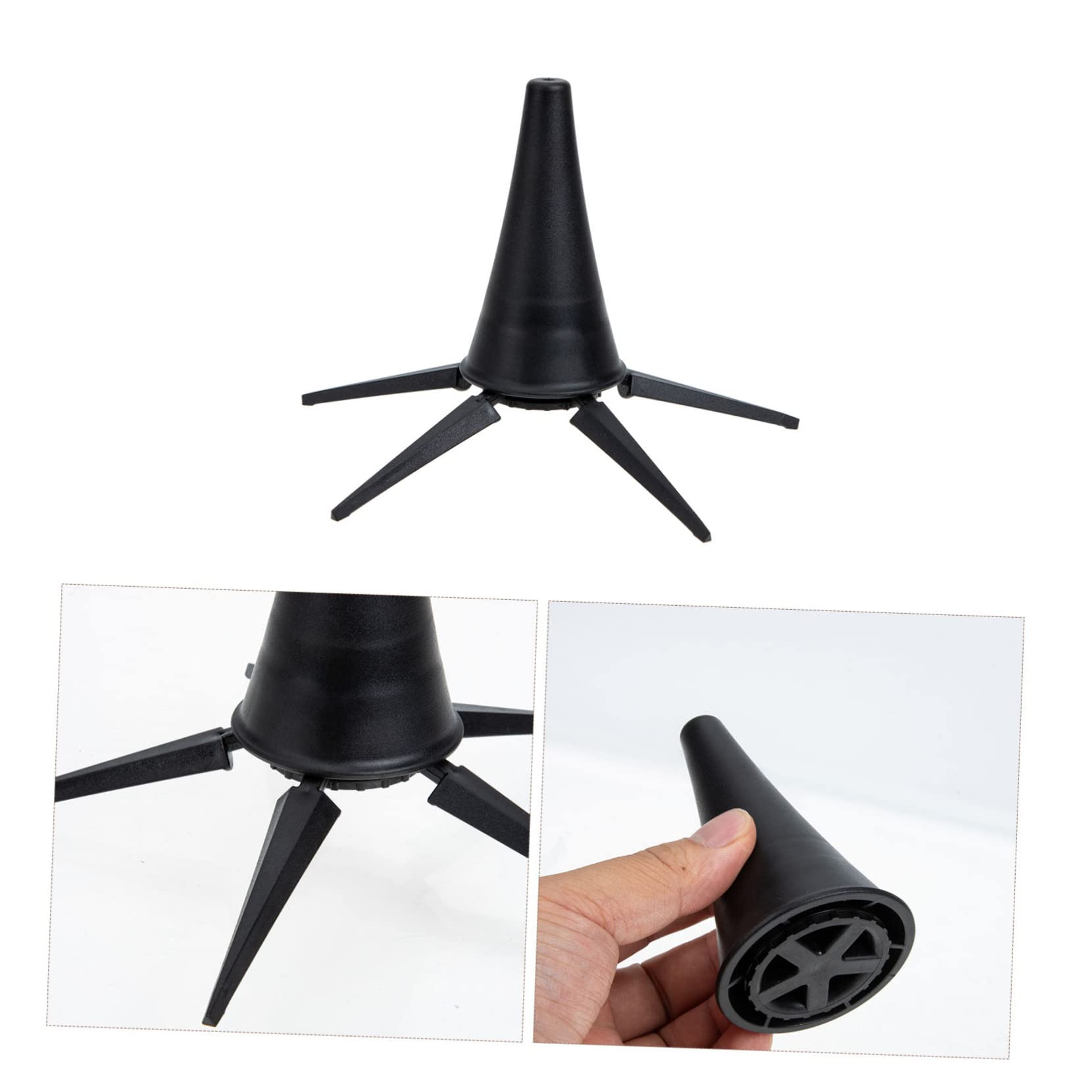 Supporto per Clarinetto Nero Portatile Design Pieghevole e Base a Cinque Gambe in Ferro e Abs per Protezione Strumenti Musica