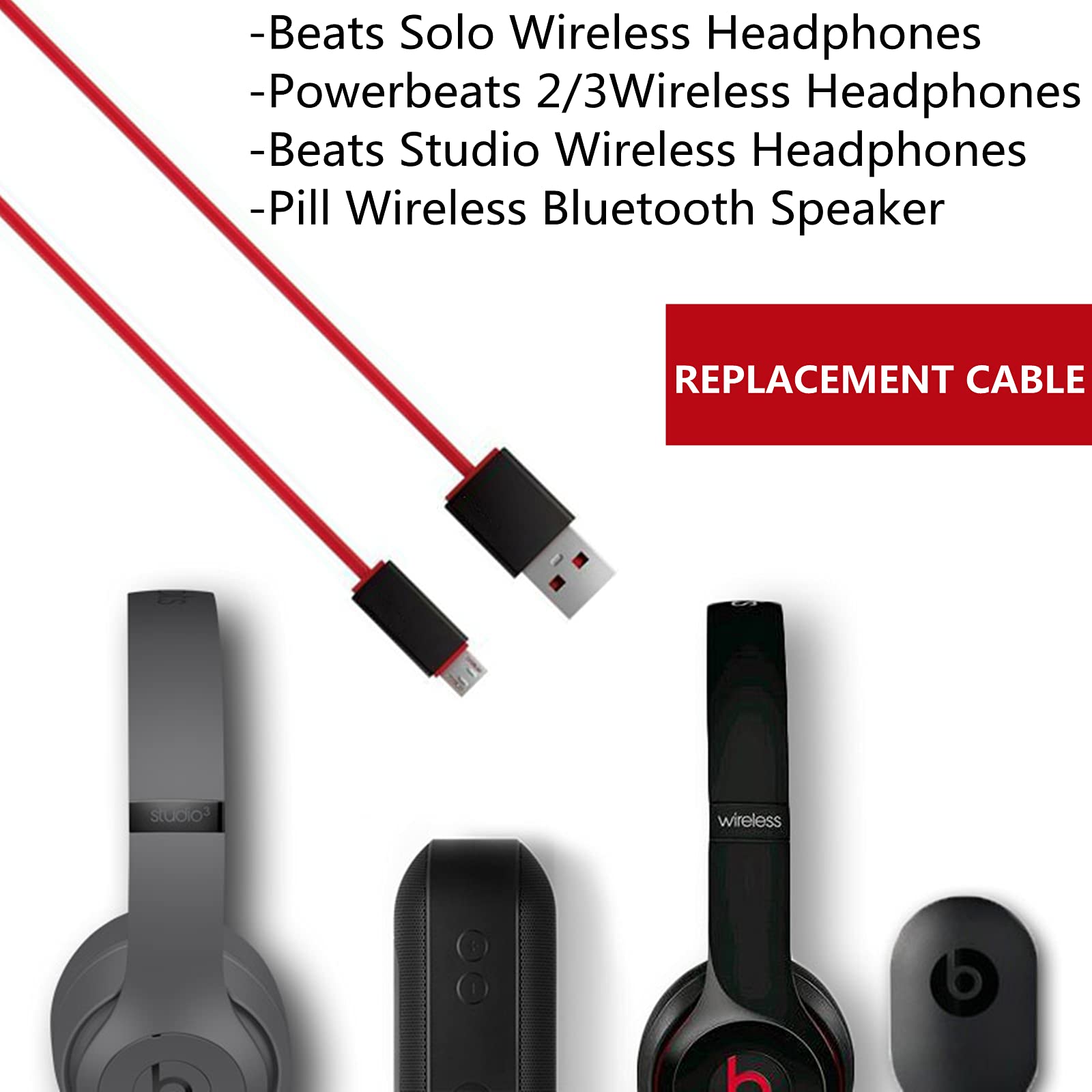 Charging Cable Wireless Beats Earbuds On Cord For Beats Solo3 USB