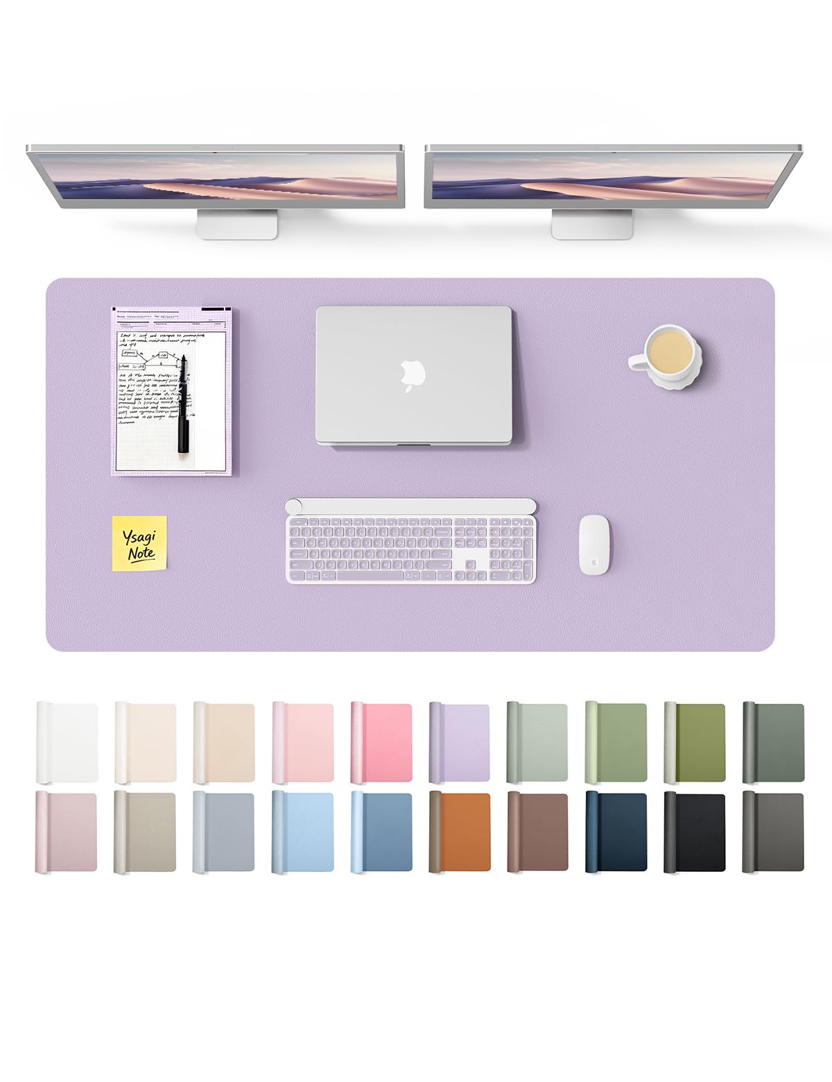 YSAGi PU Leather Desk Protector Mat (Light Purple, 47.2" x 23.6") | Protects Desk, Doubles as Large Mouse Pad - main product image