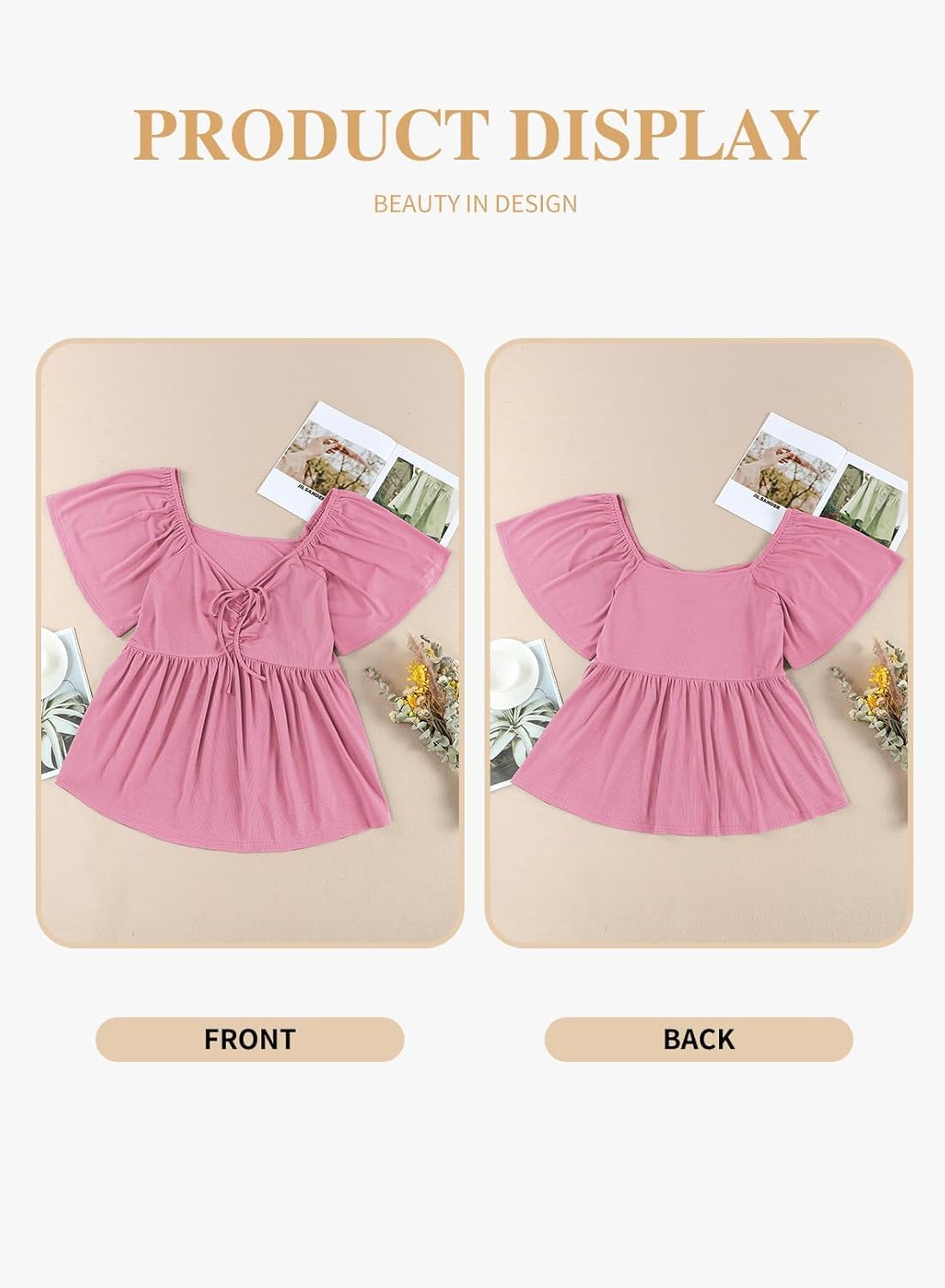 Eytino Plus Size Tops for Women Sweetheart Neck Short Sleeve Peplum Blouse Summer Loose Babydoll Shirts(1X-5X) - Image 4