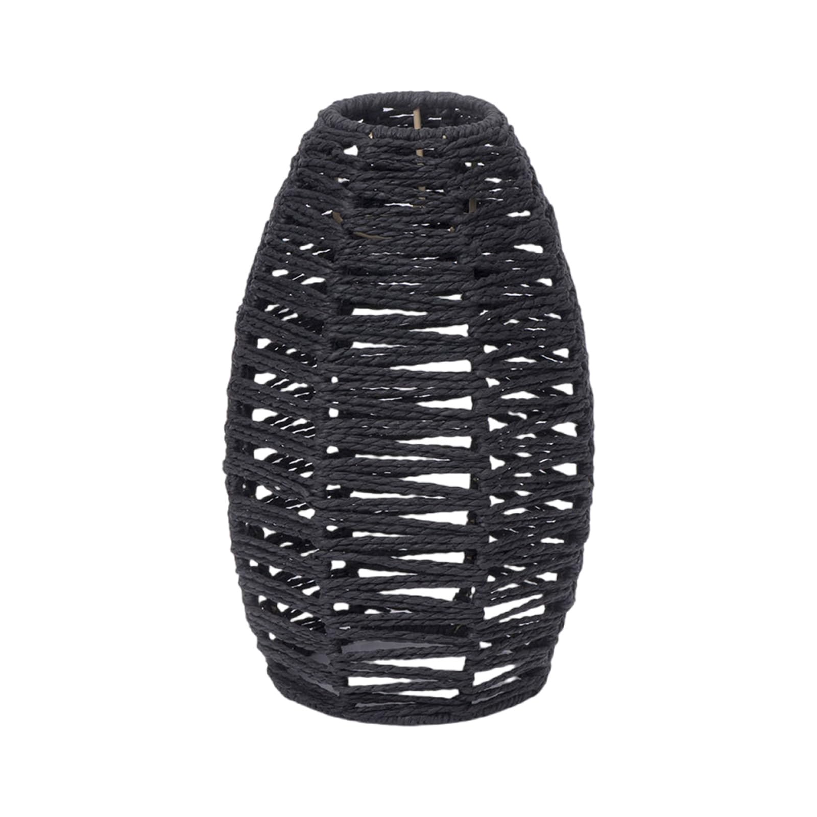 Hsioluted Xh22014 Black Imitation Rattan Lampshade Hand Weaved Rope Chandelier Lampshade Hanging Light Covers Bedroom Living Room Decoration Hand Weaved Chandelier