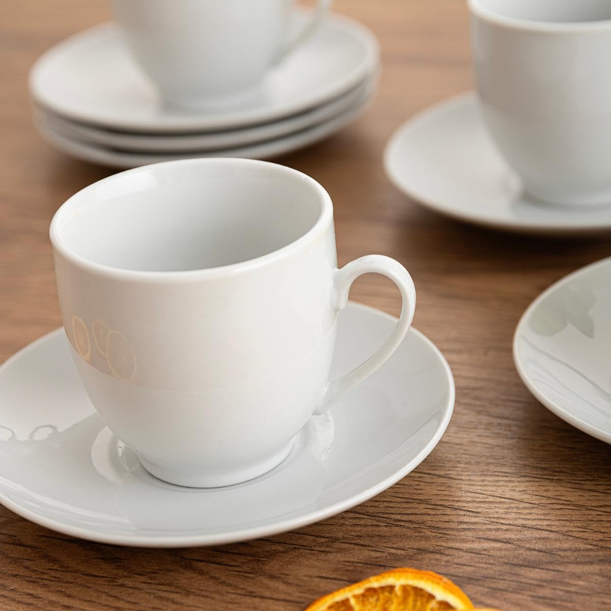 Quid New Renova Set mit 6 Tassen mit Untertasse, Porzellan, 20 cl, mikrowellengeeignet, recycelbar