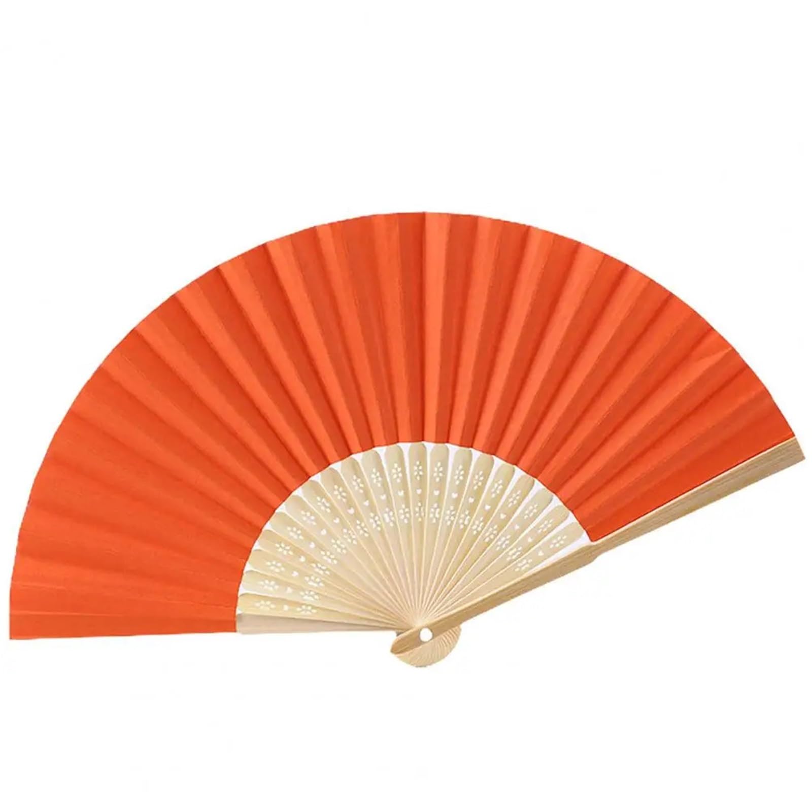 Cqahdsevf Orange Paper Diy Hollow Carving Folding Fan