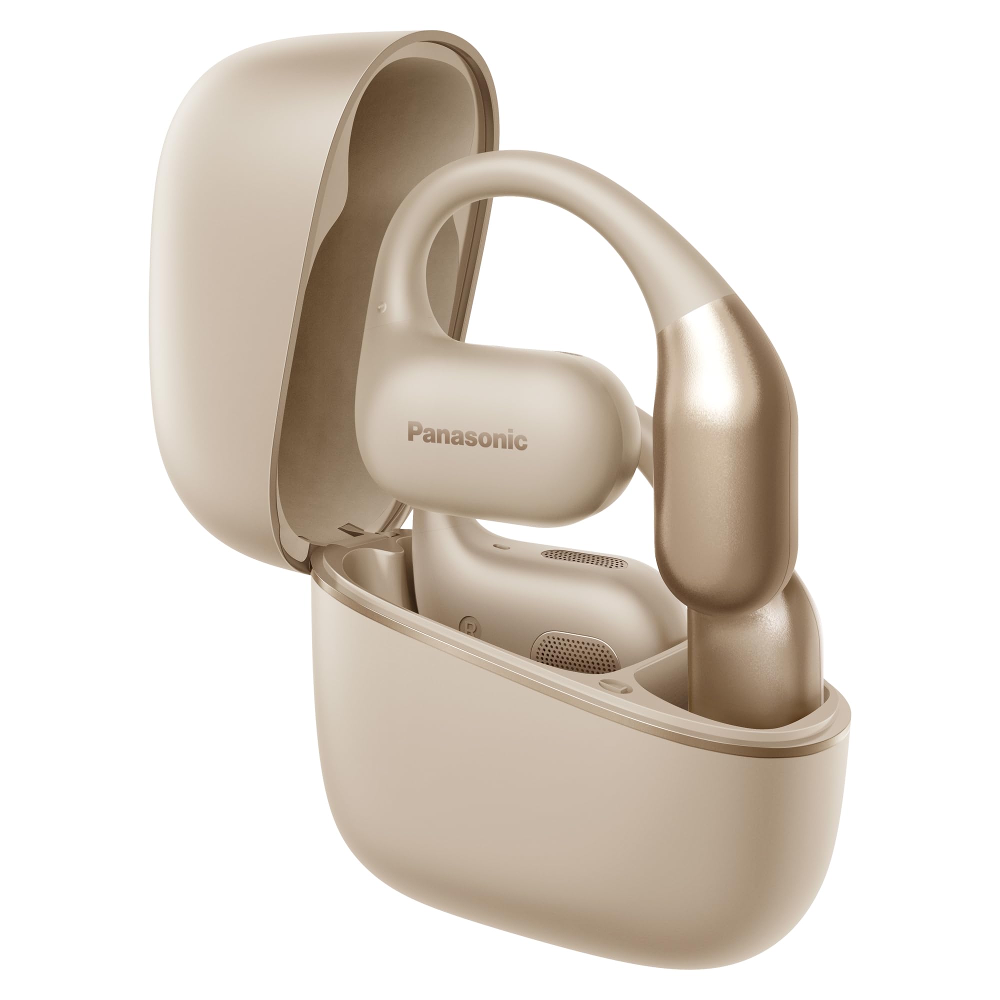 Panasonic RB-F10DE-C Open-Ear Wireless Sport Headphones, Bluetooth 5.4 Earbuds with ENC Microphone, 25H Playtime, IPX4 Sweat-Resistant, Touch Controls, Beige