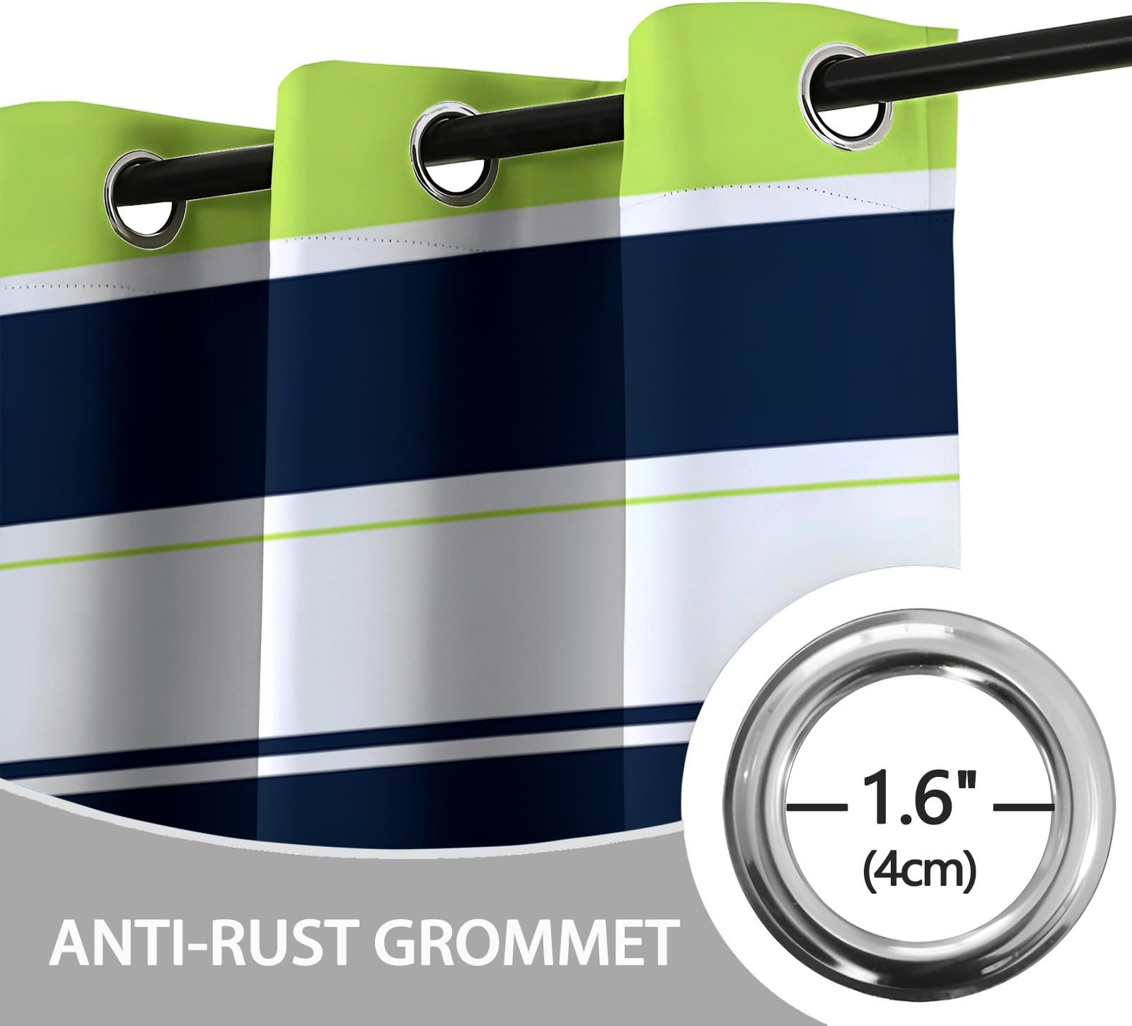 Geometrisches Streifenmuster Teal Blickdichte Vorhänge, Weiche Thermovorhang Gardinen mit Ösen, 2er Pack Verdunkelung Ösenschal für Wohnzimmer Schlafzimmer, H 260 x B 140 cm