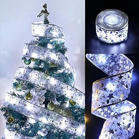 Zodight Christmas Ribbon LED Lights,Shining Ribbon Fairy Lights LED Christmas Lights,Christmas Tree Lights,Decoration Glow Ribbon Lights for Christmas Tree for Outdoor, Weddings(5m) Cover