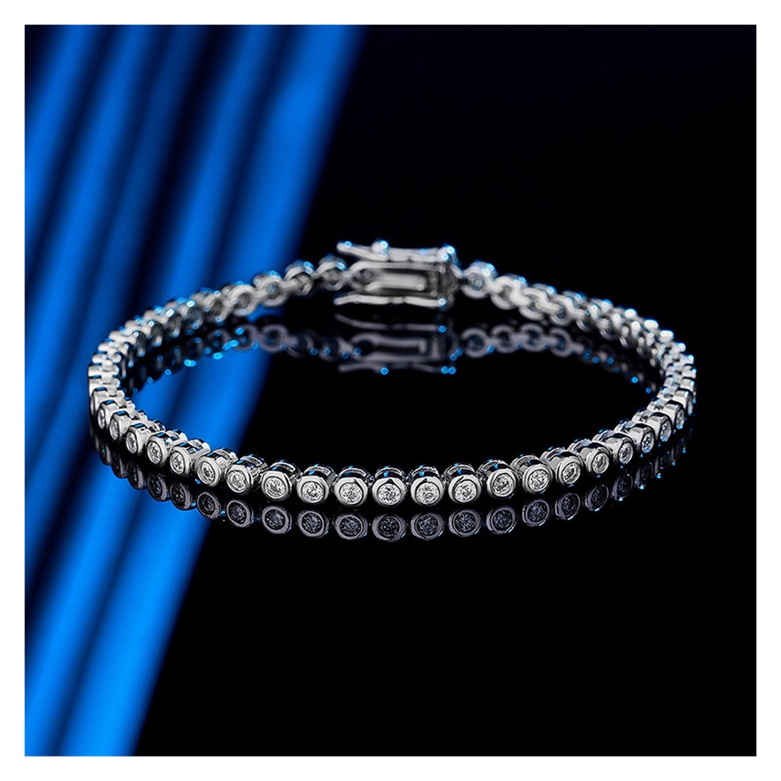 YDYDTTKD 2Mm Tenniskettenarmband Damen 14-20Cm D Vvs Diamant-Gliederarmband 925 Sterling Silber Armreif Damen,2mm-17CM_Platiniert