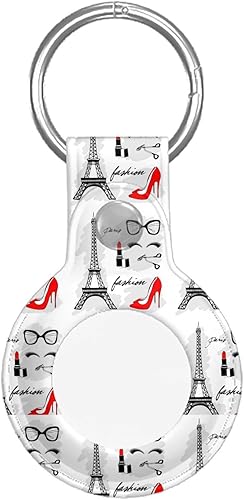 Funda protectora de piel sintética para AirTag Tracker de París Torre Eiffel Rojo Lápiz Labial Airtags Case Soporte para AirTag