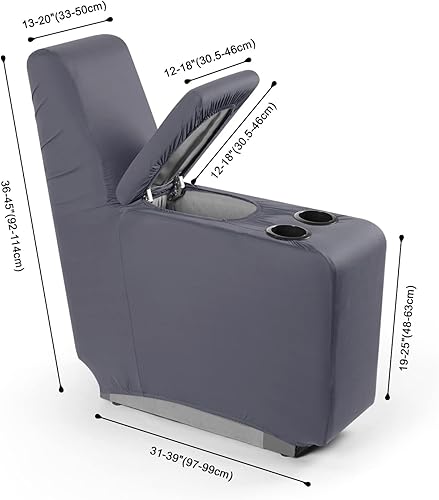 Miniatura 4 de TAOCOCO Sofá reclinable con funda de consola central, 4 piezas de tela de poliéster elástica para sofá reclinable (gris claro, 1 funda de consola
