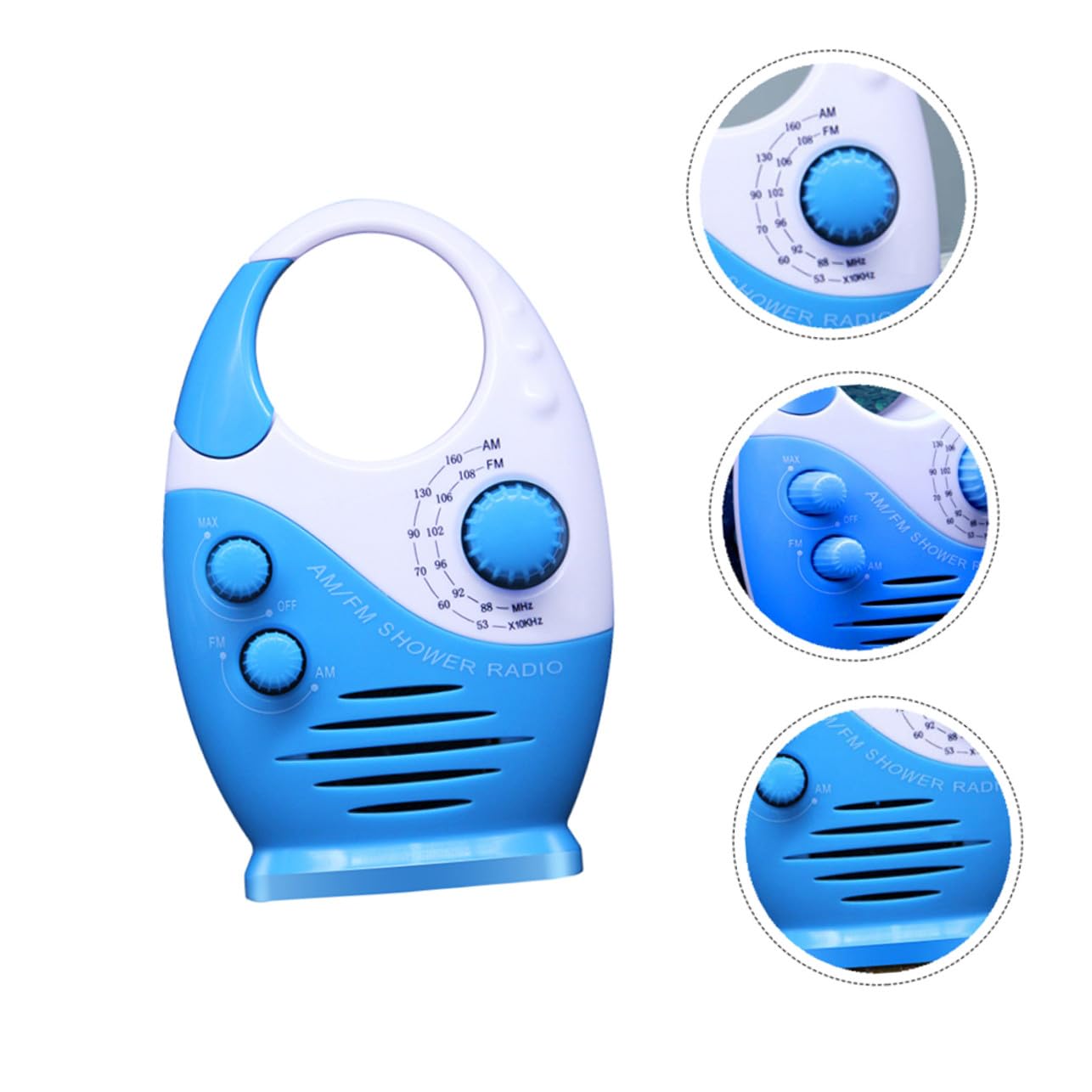 Toddmomy Radio Portátil Am/FM para Baño y Vacaciones, Mini Radio Azul Material Abs y Alta Relación Señal-Ruido para Uso en Ducha