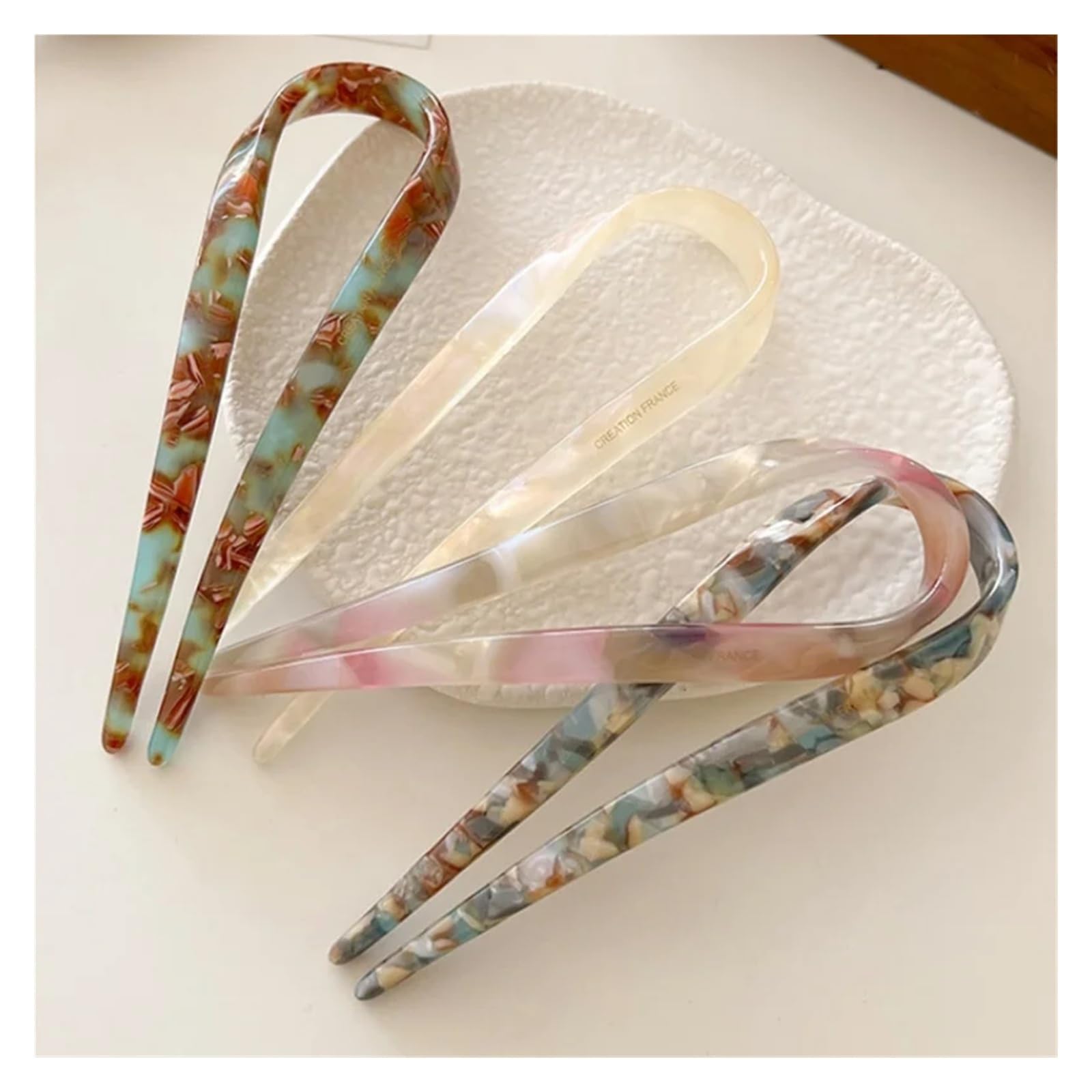 Retro octanowa spinka do włosów w kształcie litery U dla kobiet, elegancka spinka do włosów w kucyk, modne akcesoria do włosów dla dziewczynek(E 4pcs)