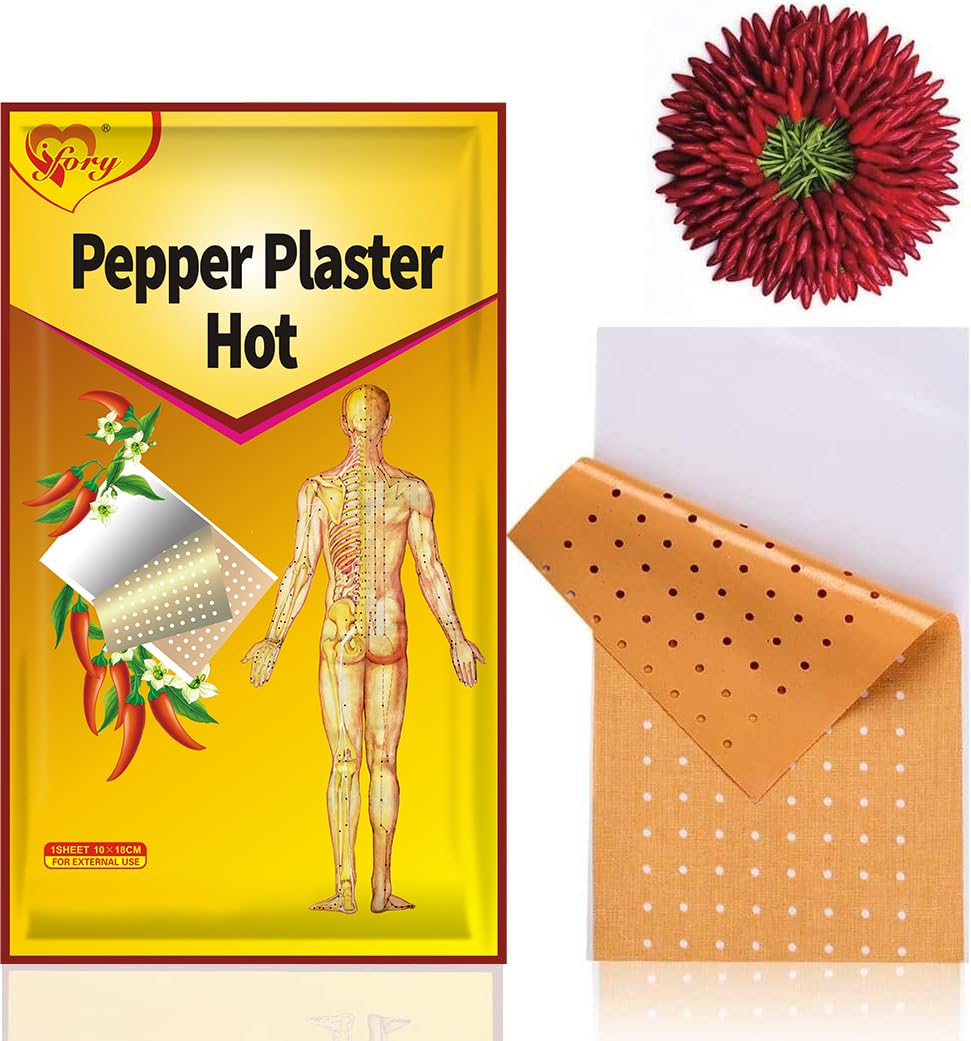 10 Pcs Capsaicin Patch Relief for Arthralgia, Back Pain, Stiff Shoulder, Muscular Pain (3.94"×7.09"), Porous Capsicum Plaster Capsicum Patches with Waterproof and Flexible