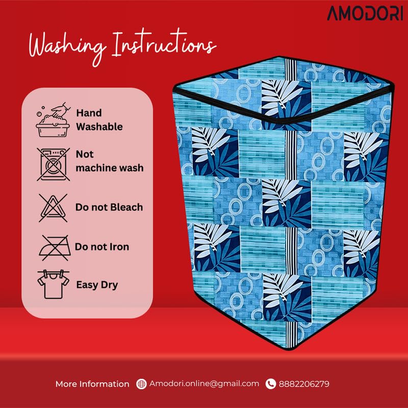 Image of Waterproof Top load washing machine cover Compatible for TOSHIBA 7 kg (AW-K801A-IND(SG) floral Blue Multi Print