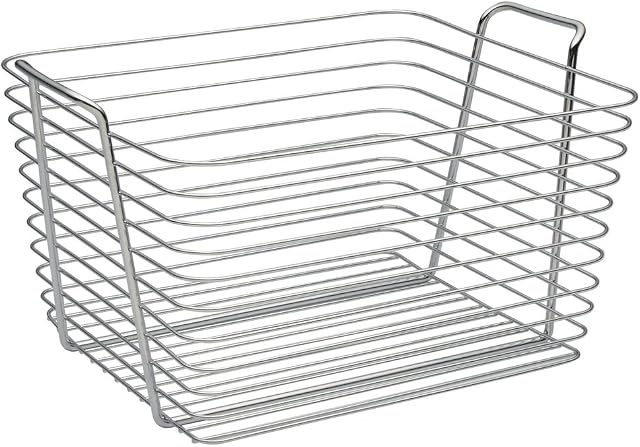 iDesign 93322 Classico Storage Basket, Large Wire Basket for Toiletries, Kitchen Utensils, Toys and More, Made of Metal, Chrome Coloured