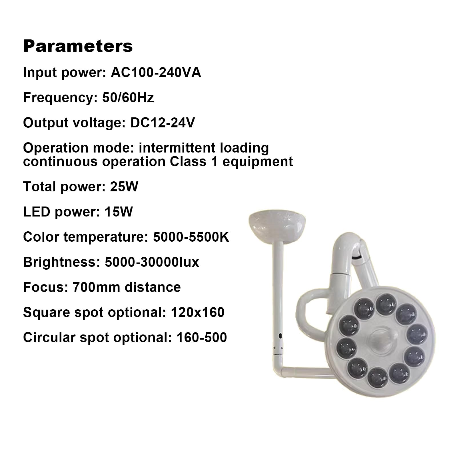 Lampada da Soffitto a LED, Lampada da Visita per Chirurgia Dentale, Lampada Scialitica Dimmerabile, Lampada da Visita Medica, per Ginecologia, Ambulatoriale, Stomatologia