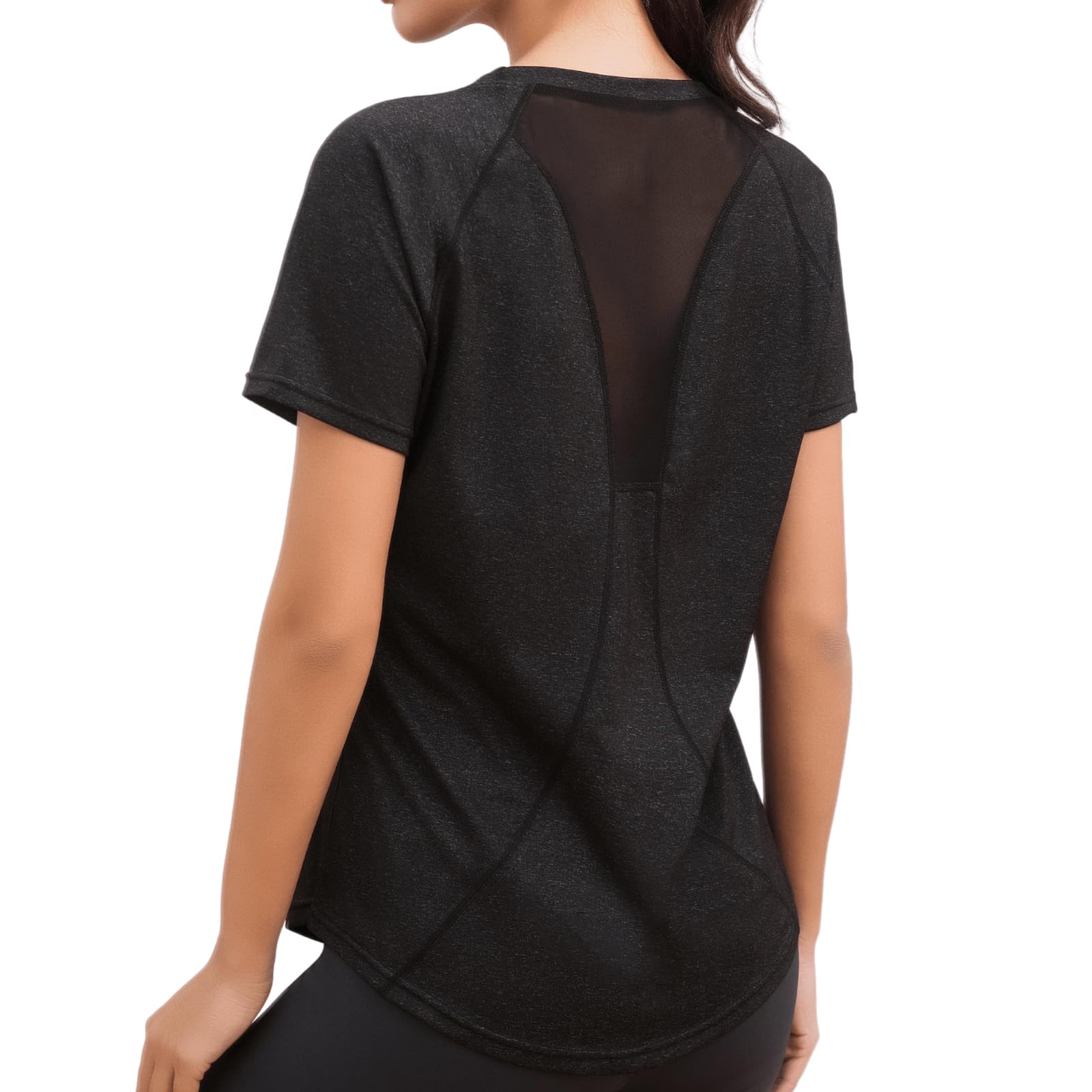 Sportshirt Damen Kurzarm, Sport Tshirt Damen Fitness, Rundhals Sport Shirts
