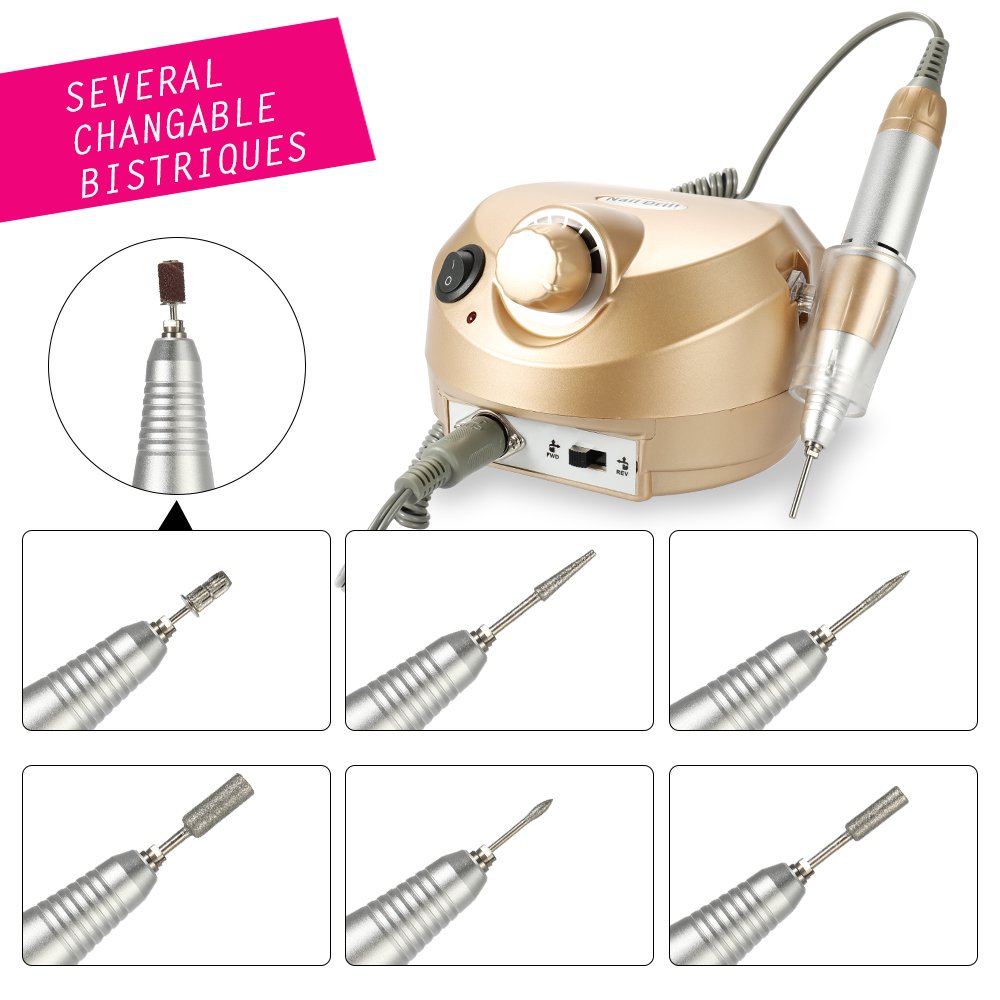 Fresa per Unghie Professionale 30000 giri, Layhou Aspiratore Unghie del chiodo dei Corredi Manicure della Lucidatrice Dellarchivio della macchina Trapano Elettrico con 6 fresa Punte