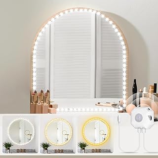 LED Vanity Lights for Mirror 13ft, 3 Color Vanity Mirror Lights Adjustable Brightness Motion Sensor Bright Makeup Mirror Lights Stick on for Vanity Desk Dressing Room Mirror,Mirror Not Included