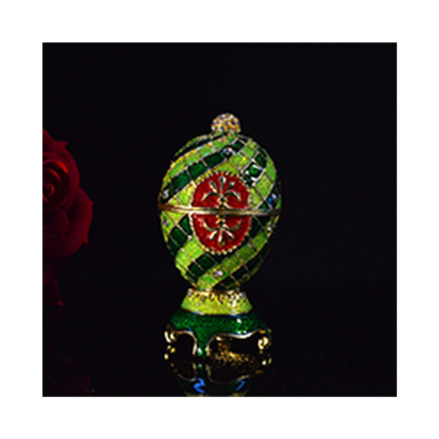 momoko hiroshi Beautiful Colorful faberge Egg Metal Trinket Box Craft Home Decoration,Green
