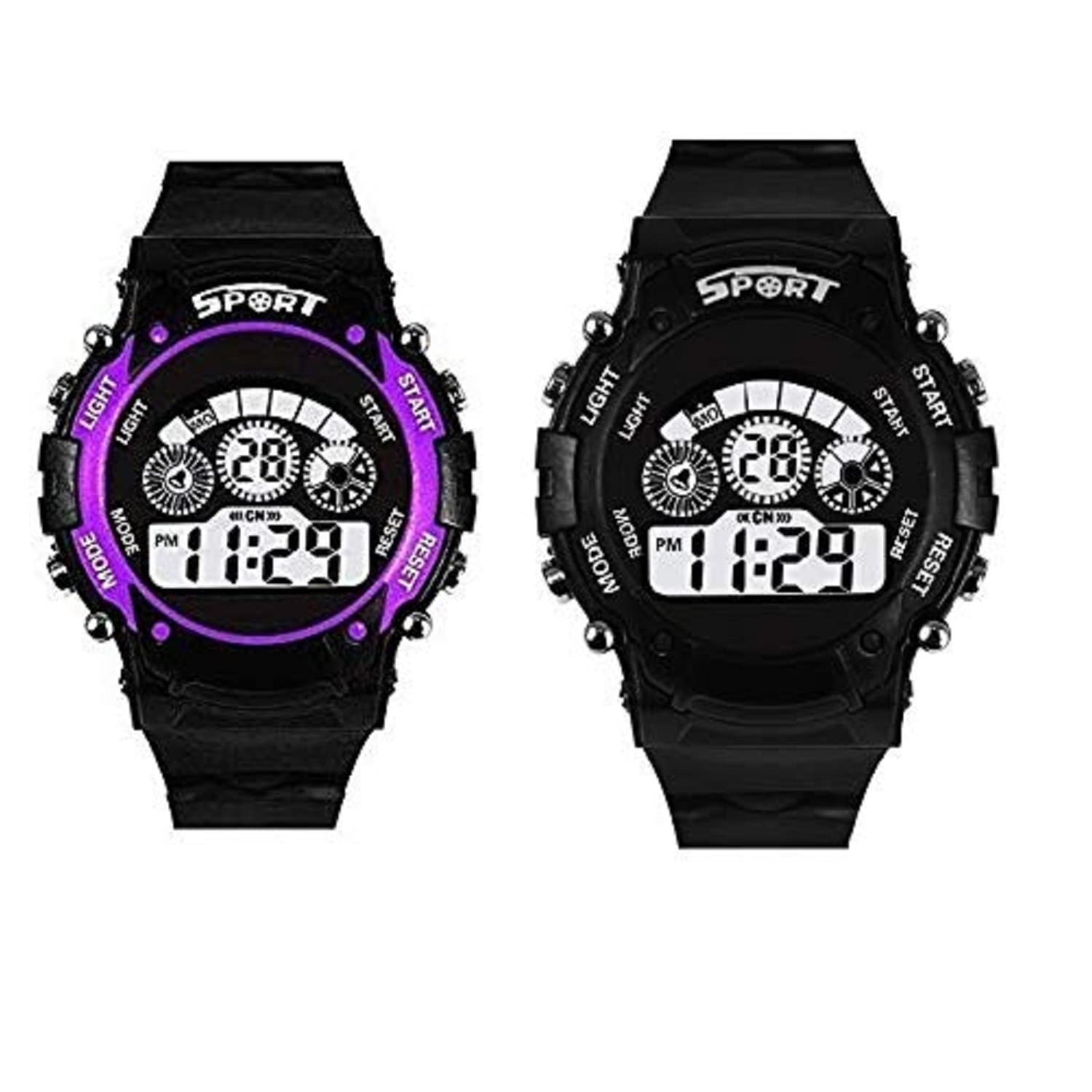 Rozti Children Casual Led Sports Digital Silicone Strap Sport Watch Kids School Gift (Purple Black) (B09RS6L1QV) Amazon Price History, Amazon Price Tracker