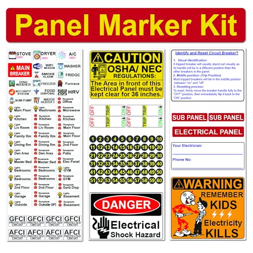 Littversions Universal Panel Marker Kit with Colored Icons for Electrical