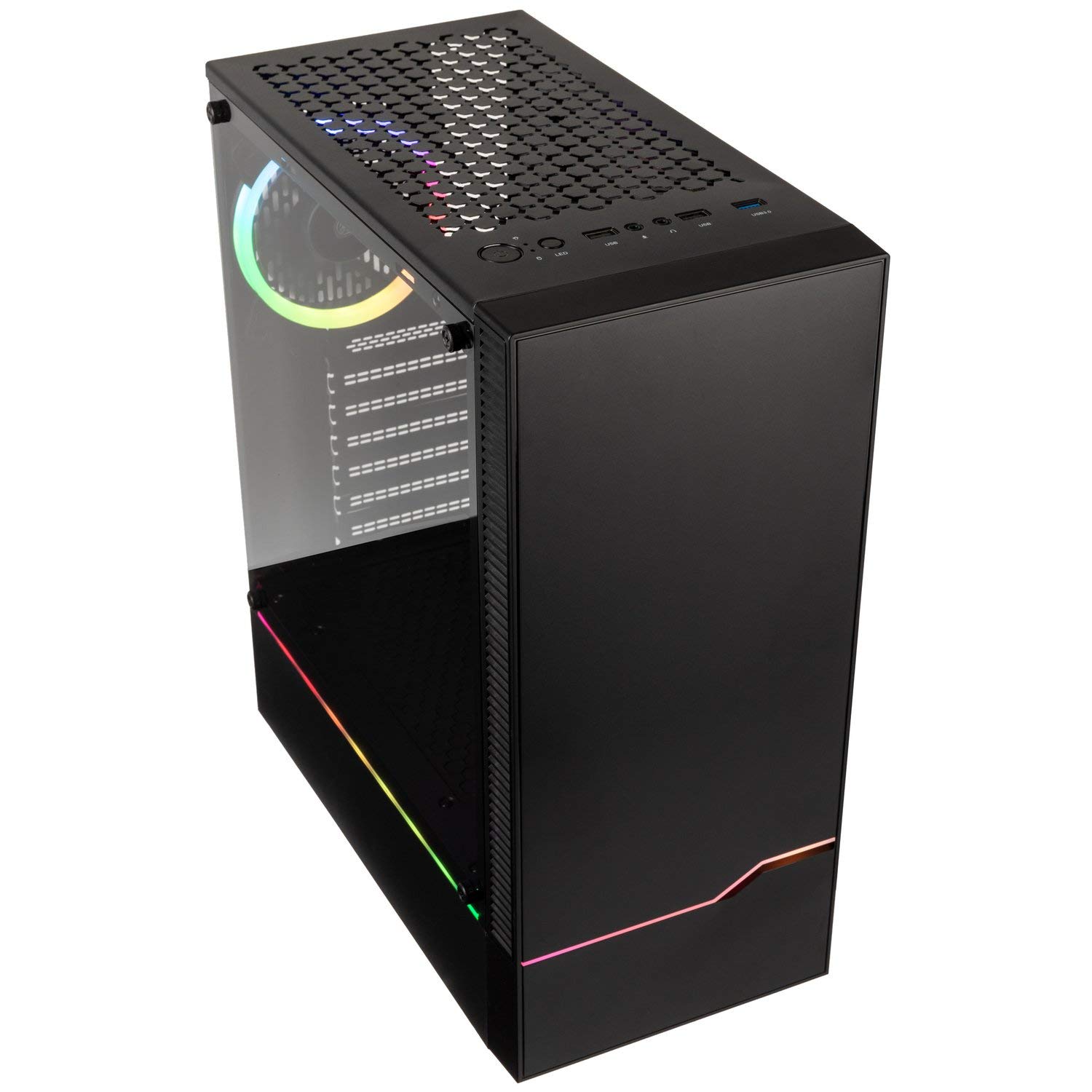 Caja de Torre Media ATX Inspire K9 RGB con Panel acristalado, Color Negro