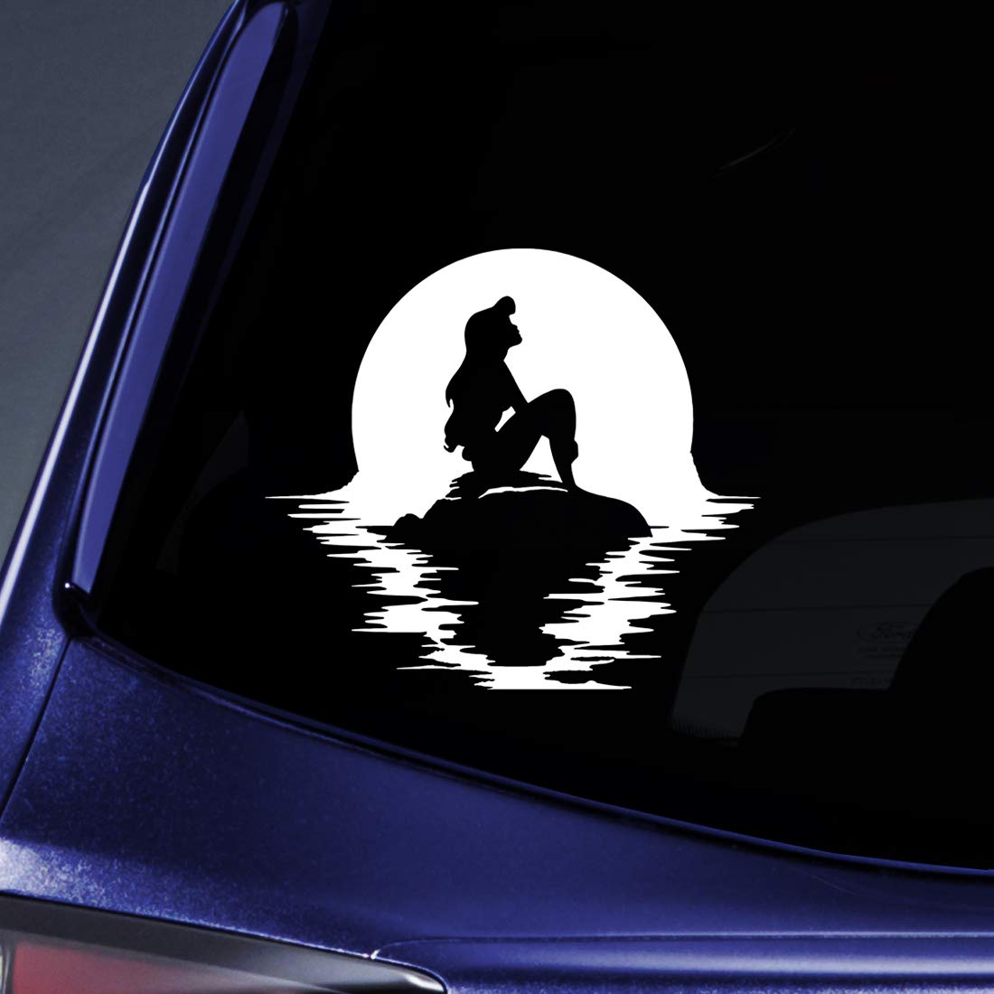 Bargain Max Decals Mermaid Sitting on Rock Sticker Decal Notebook Car Laptop 5.5" (White)