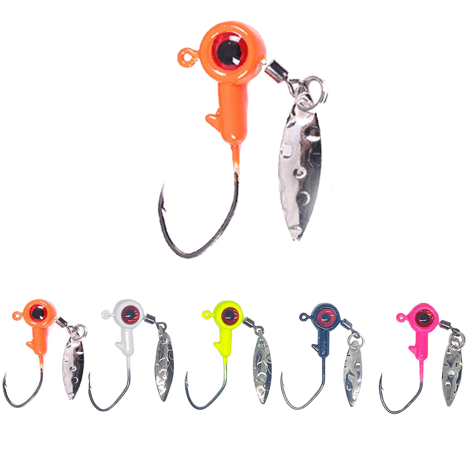 1/8 oz Jig Heads Freshwater Fishing Lures Jig Head with Eye Ball 25PCS Painted Hooks Fishing Jigs for Bass/Crappie