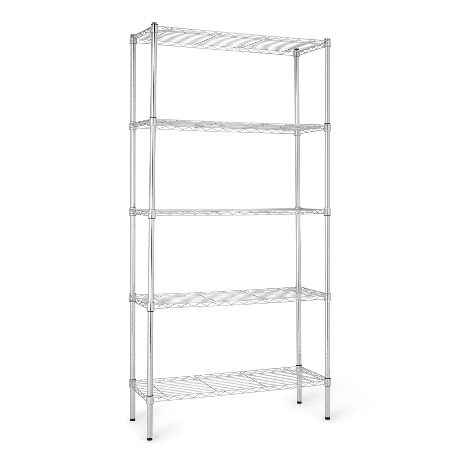 Amazon Basics 5-Shelf Adjustable Heavy Duty Steel Wire Rack Storage Shelving Organizer for Kitchen, Garage, 36" L x 14" W x 72" H, Silver