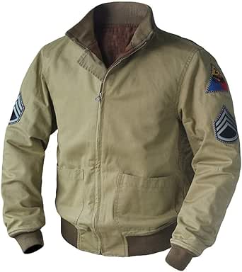 SpazeUp Vintage Military Tanker Jacket Men - Army Uniform Khaki Cotton ...