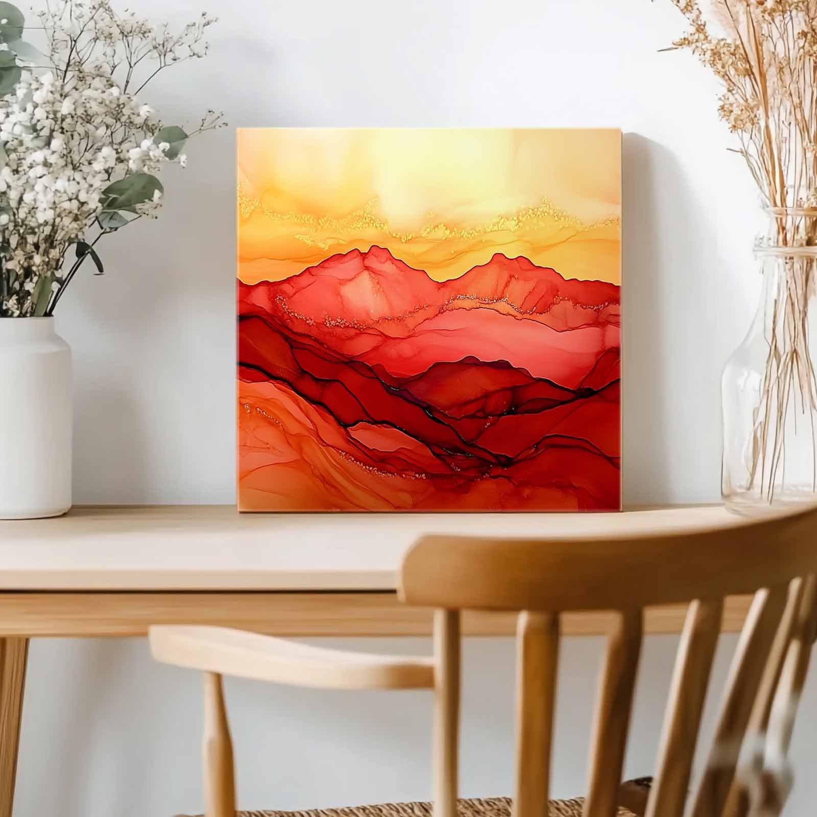 Amazon.com: Canvas Wall Art Oil Painting Abstract Red Orange