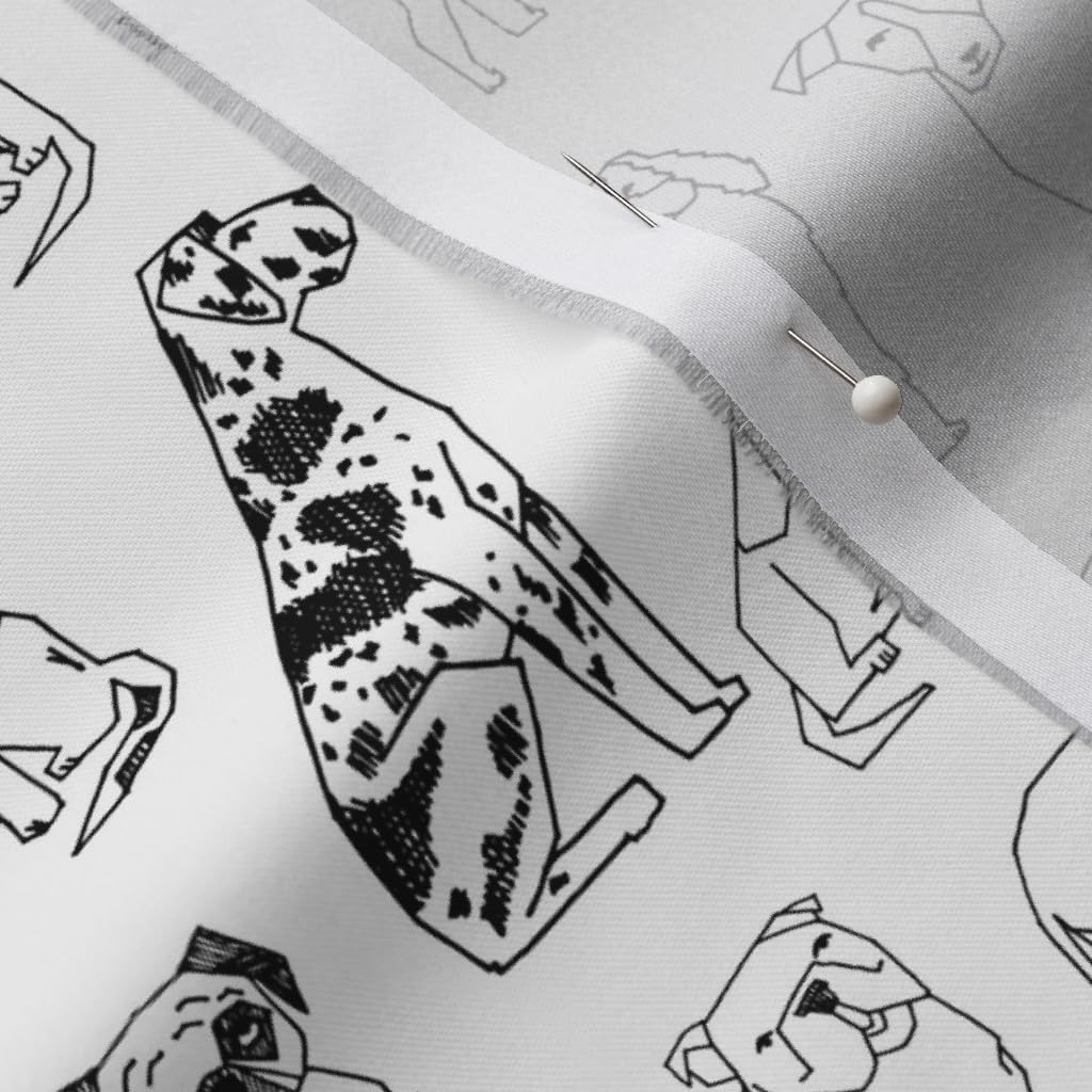 Spoonflower Fabric - Black White Dogs Ink Drawing Dalmatian Labrador Retriever Terrier St Printed on Organic Cotton Sateen Fabric by The Yard - Sewing Quilting Apparel Home Decor