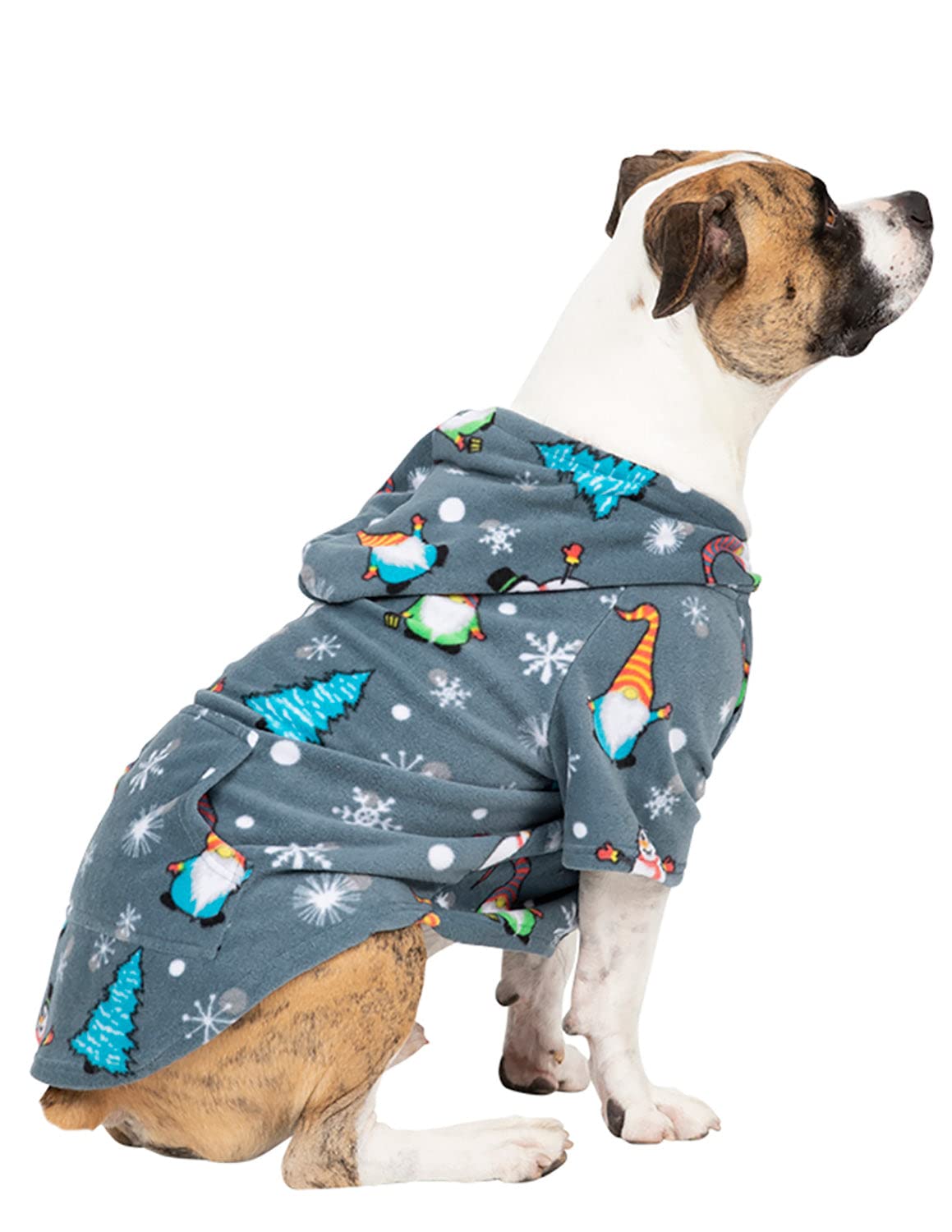 Pet Pjs - Merry Gnomes Pet Pjs Fleece Hoodie Sweaters - XLarge (Fits Up to 75 lbs)