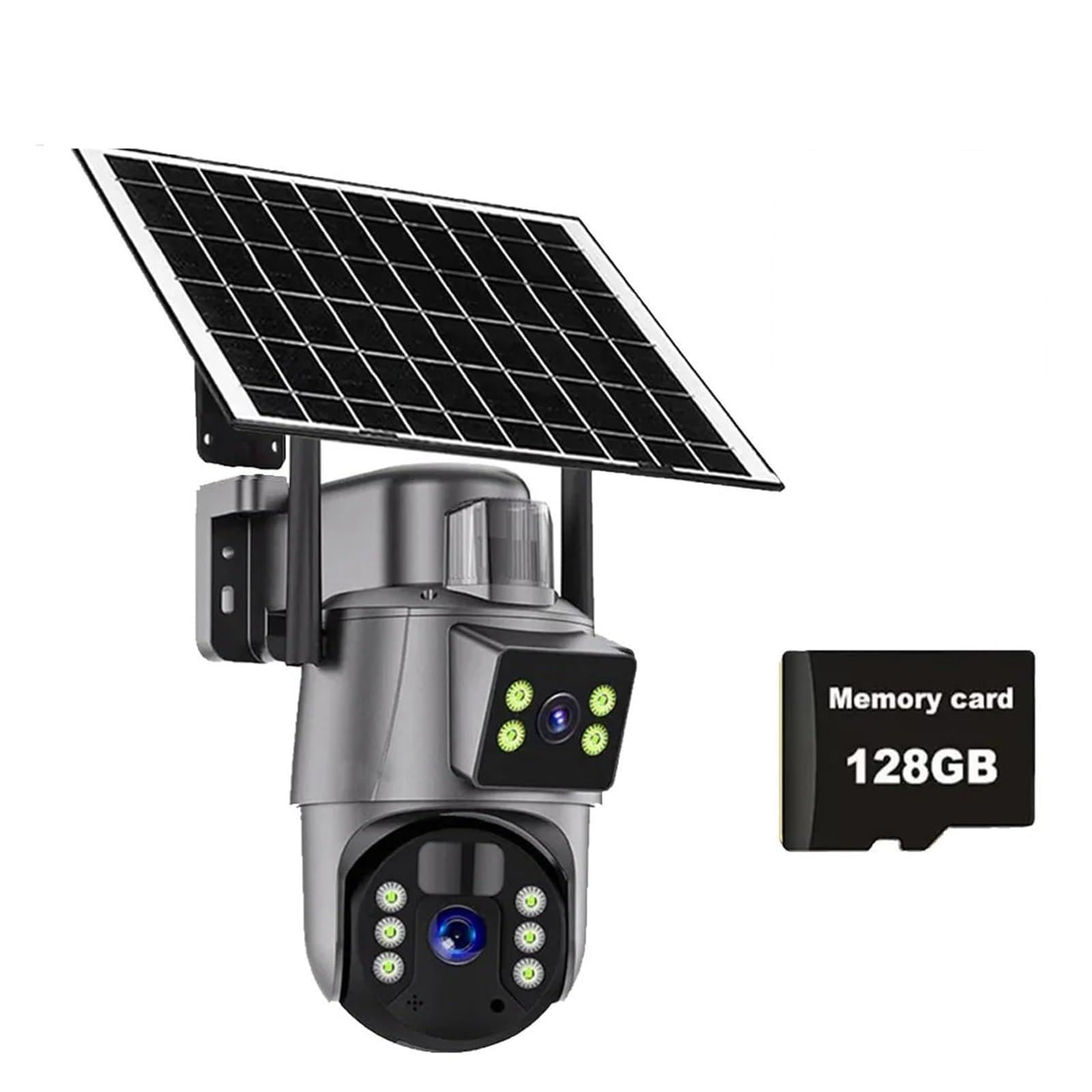 JVDDI 6MP 4G/WiFi Solar Camera Outdoor Wireless CCTV Surveillance Camera With Solar Panel Dual Lens PTZ IP Cam Security Protection(4G Camera 128GB Card)
