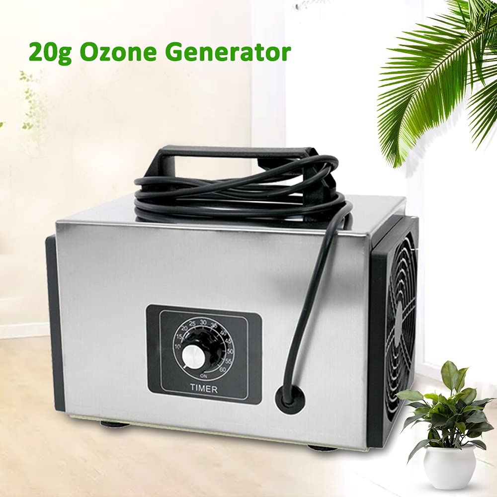 Ozongenerator, 20G Ozongerät, Ozonisator mit Zeitschaltuhr Geräusch: ≤ 30dB Industrial Air Purifier Geruchskiller Geruchsneutralisierer für Auto, Rauch, Haustiergerüche, Küchengerüche