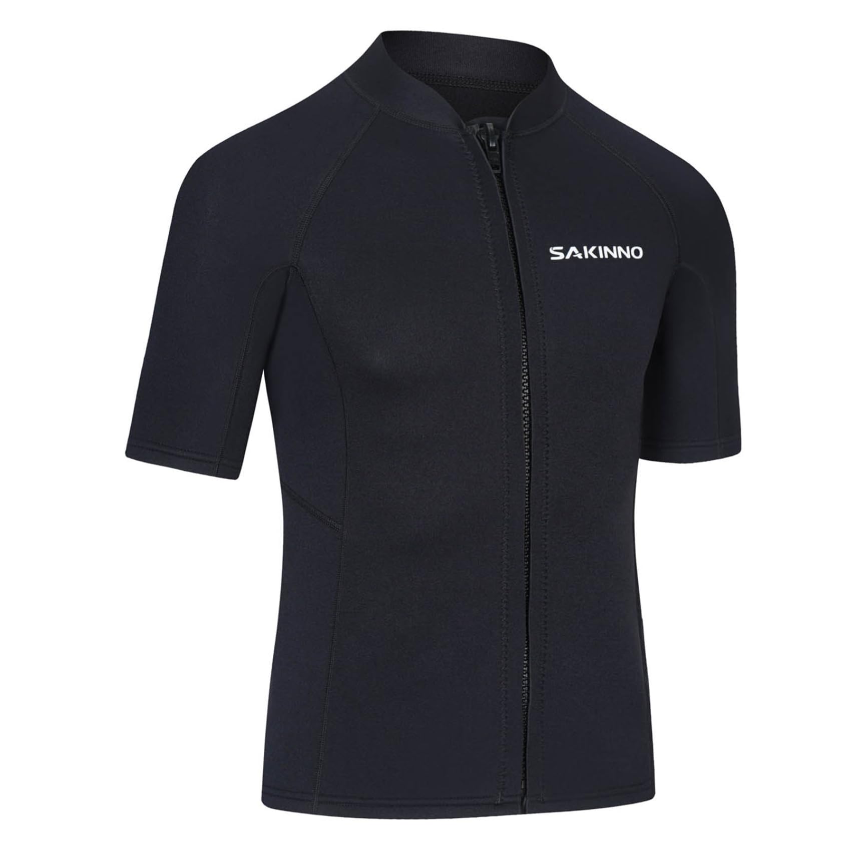 Herren Neopren Shirt Schwimmen Tauchen Schnorcheln 2mm Neoprenanzug Oberteil Kurzarm Wetsuit Top mit Zipper Sonnenschutz