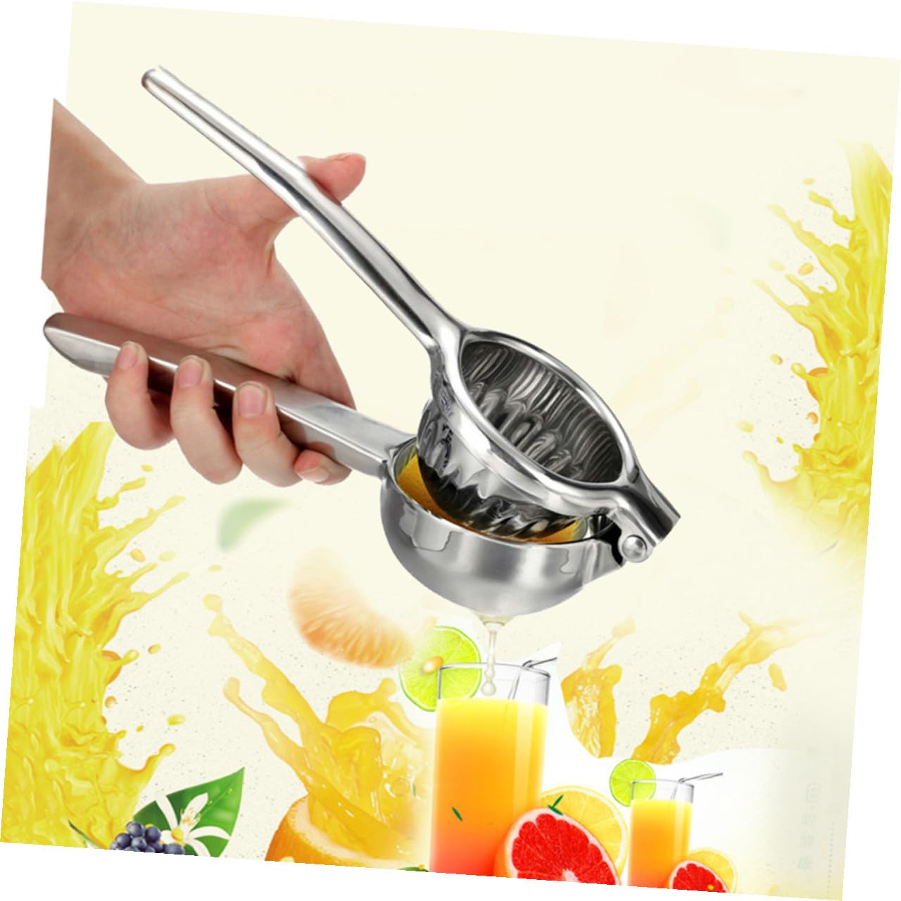 ibasenice Exprimidor Manual de Limón y Naranjas de Acero Inoxidable 304, Fácil de Usar, Accesorio de Cocina Hogar, Prensa Frutas Portátil y Duradero