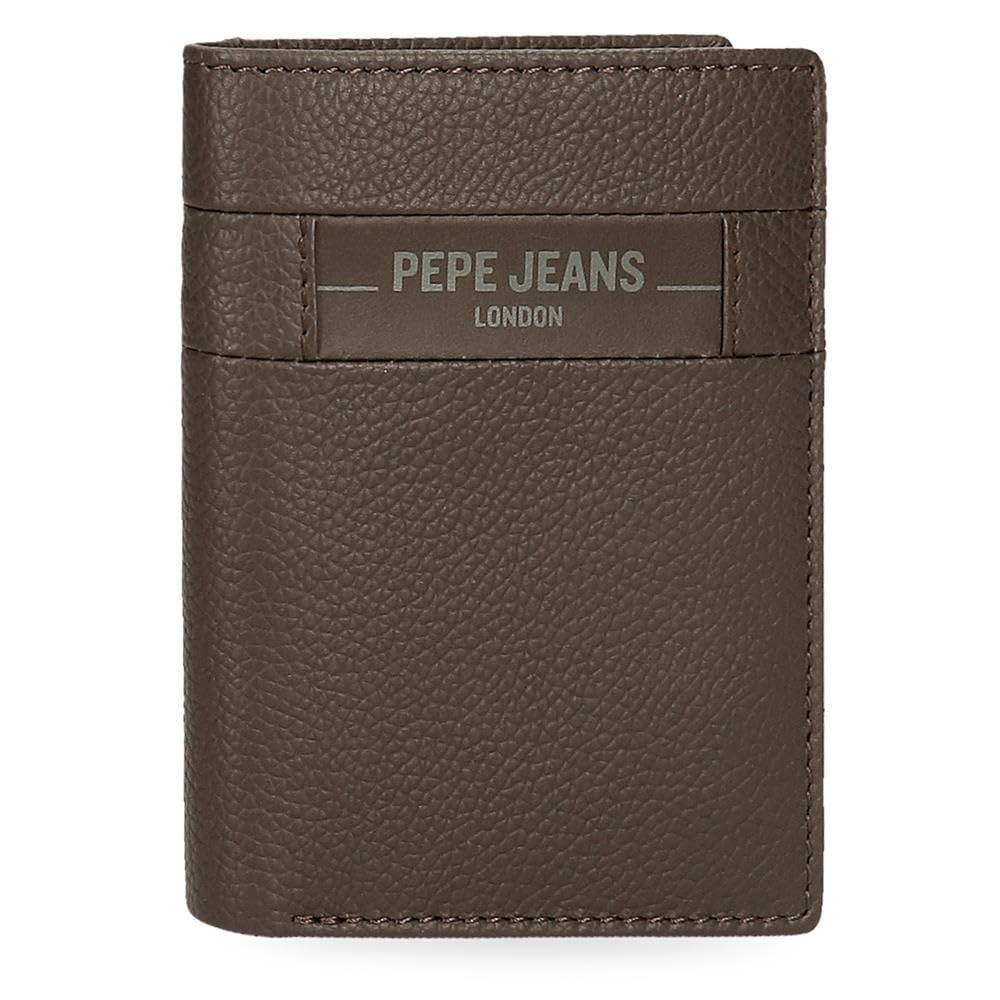 Pepe Jeans Checkbox Vertical Wallet with Purse Brown 8.5 x 11.5 x 1 cm Leather, Brown, One Size, Vertical Wallet with Coin Purse