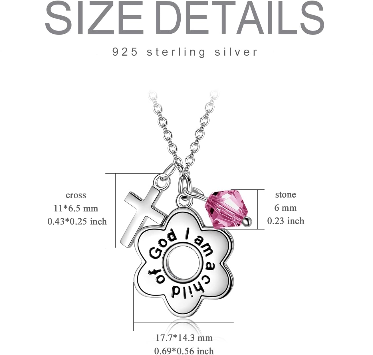 AOBOCO 925 Sterling Silver I Am a Child of God Daisy Necklace Jewelry Birthday Birthday Baptism Communion Gifts for Girls - Image 4