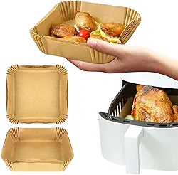 Papel Manteiga Para Air Fryer 50 Unidades 16x16cm Antiaderente Biodegradável Para Fritadeira Forno E Micro-ondas