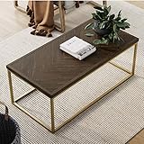 Nathan James Doxa Modern Industrial Coffee Table Wood in Herringbone Pattern and Metal Box Frame,...