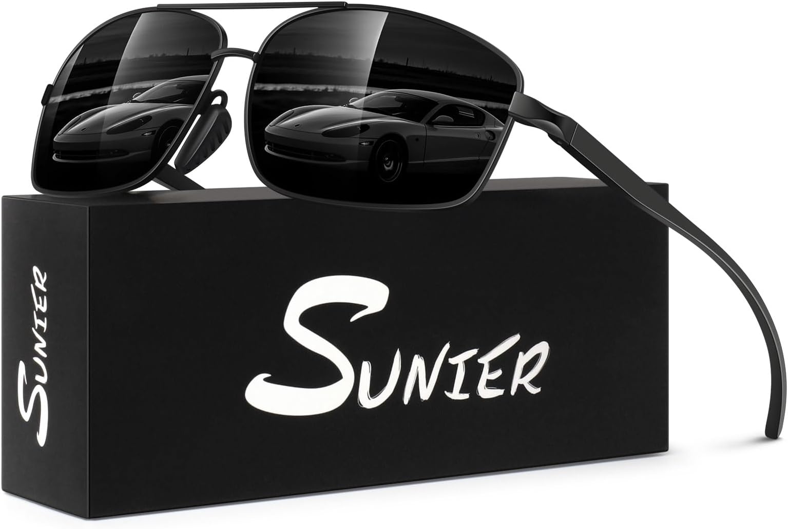 Polarized Sunglasses for Men, Premium Lightweight Al-Mg Shades with Spring Hinges 100% UV400 Protection