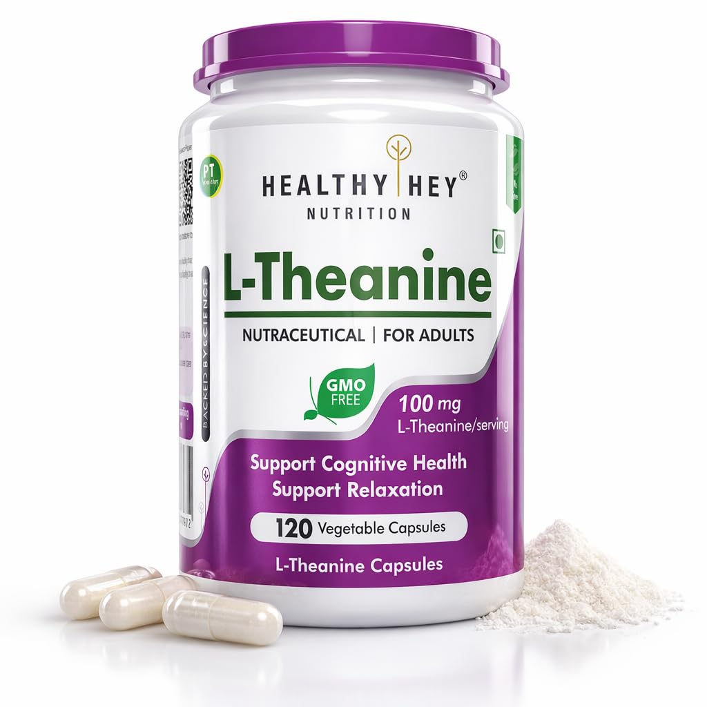 Healthy Hey Nutrition L-Theanine 100mg- Support Relaxation - 120 Vegetarian Capsules