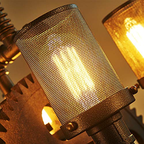 IXWQ Traditional E27*2/4 Industry Vintage Loft Water Pipe Chandelier Metal Gear Hanging Ceiling Light Lamp Retro Steampunk Wrought Iron Pendant Light For Bar Cafe Restaurant Living Room Fixtures (Siz steampunk buy now online