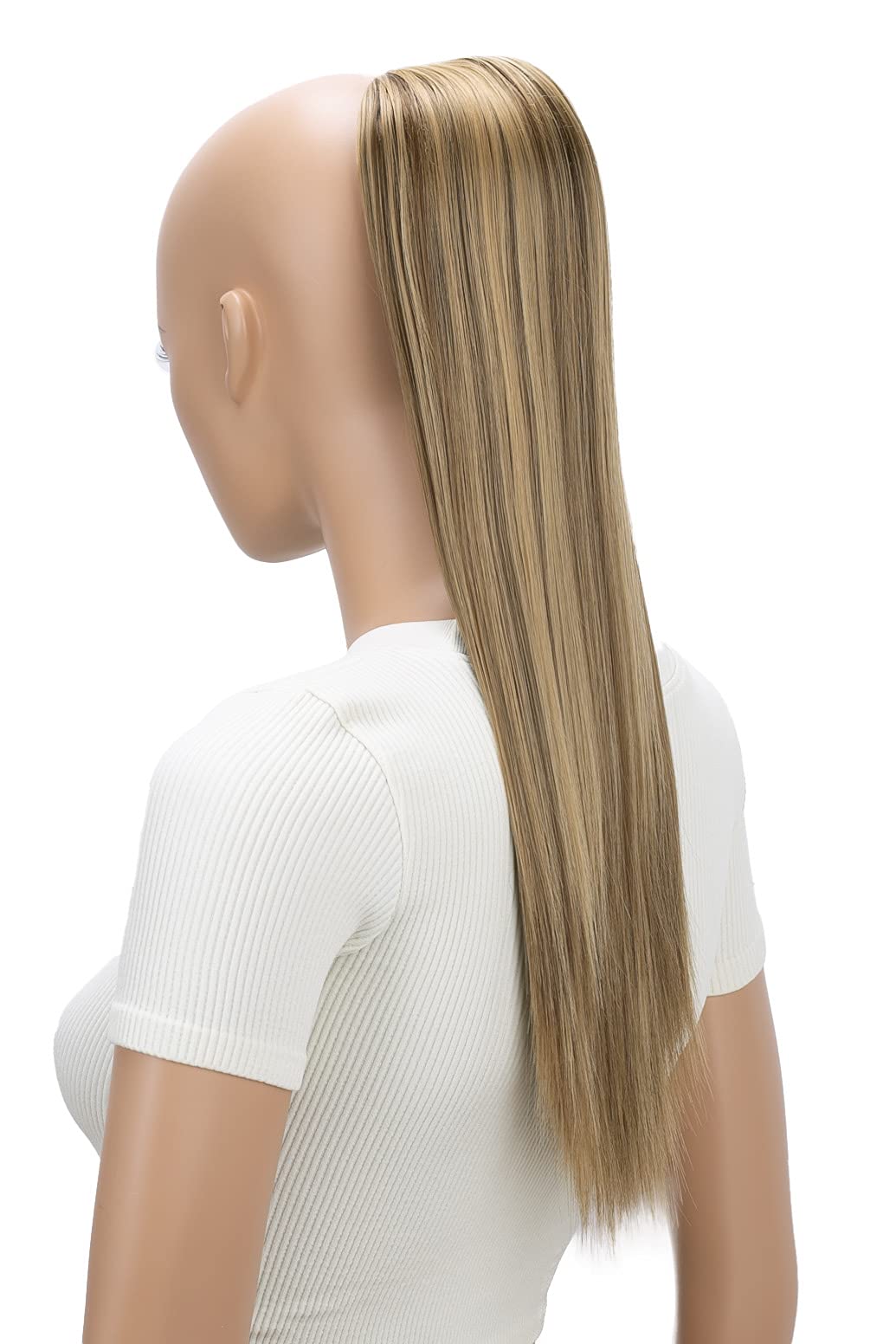 CAISHA 55 cm Postizo Extensiones De Cabello Trenza Con Cierre De Cordón Liso Mezcla De Rubio Castaño PH512