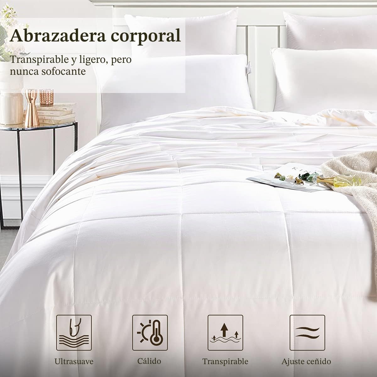 Edredón Relleno de Seda, 100% Seda de Morera Edredón para Primavera Verano, Hipoalergénico Suave y Sedoso Edredones de Seda - Double (200 * 200cm) 4 TOG
