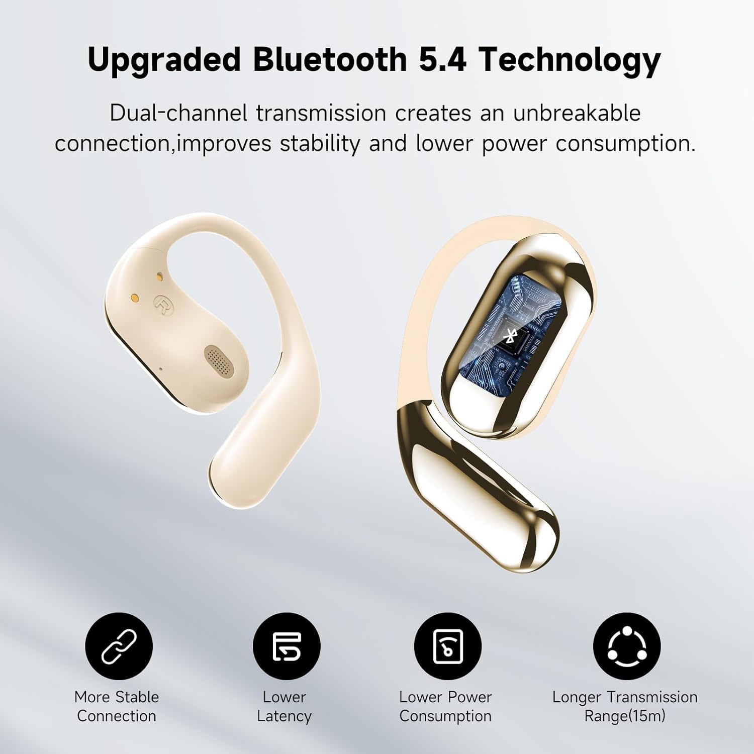 Auricolari Bluetooth 5.4 aperti, cuffie wireless sportive con microfono integrato con ganci per le orecchie, 60 ore di autonomia, ricarica rapida, impermeabilità IPX7 per correre/allenamento
